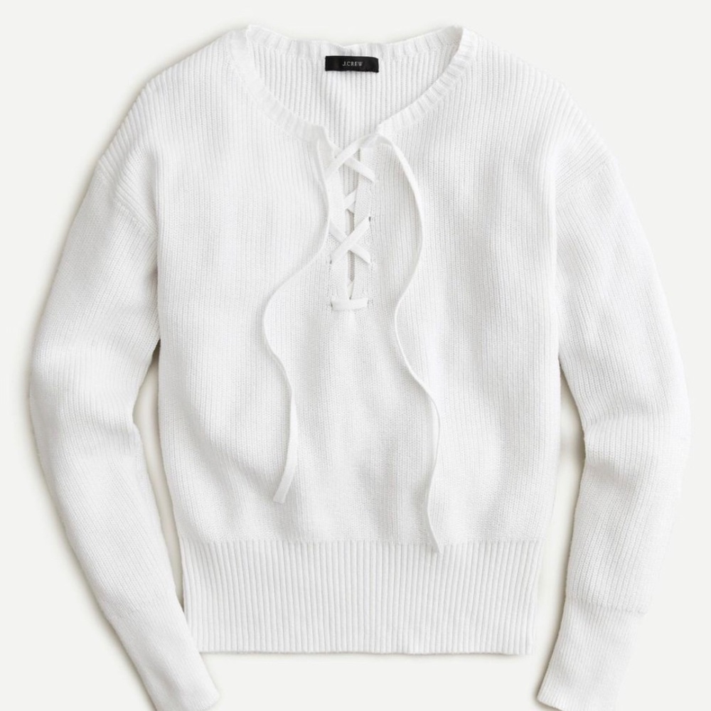 J. Crew lace-up white sweater